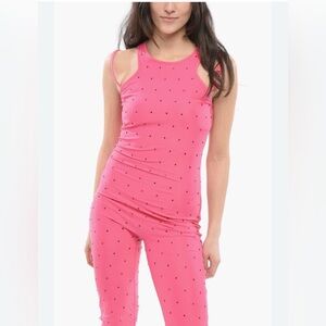 Versace jeans, couture fuchsia crystal fitted jumpsuit